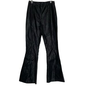 Nasty Gal Black Flared Faux Leather Pants Size 10